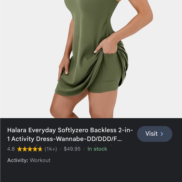 Halara Everyday Softlyzero Crossback Dress with pockets, shorts and sports bra - Picture 6 of 6